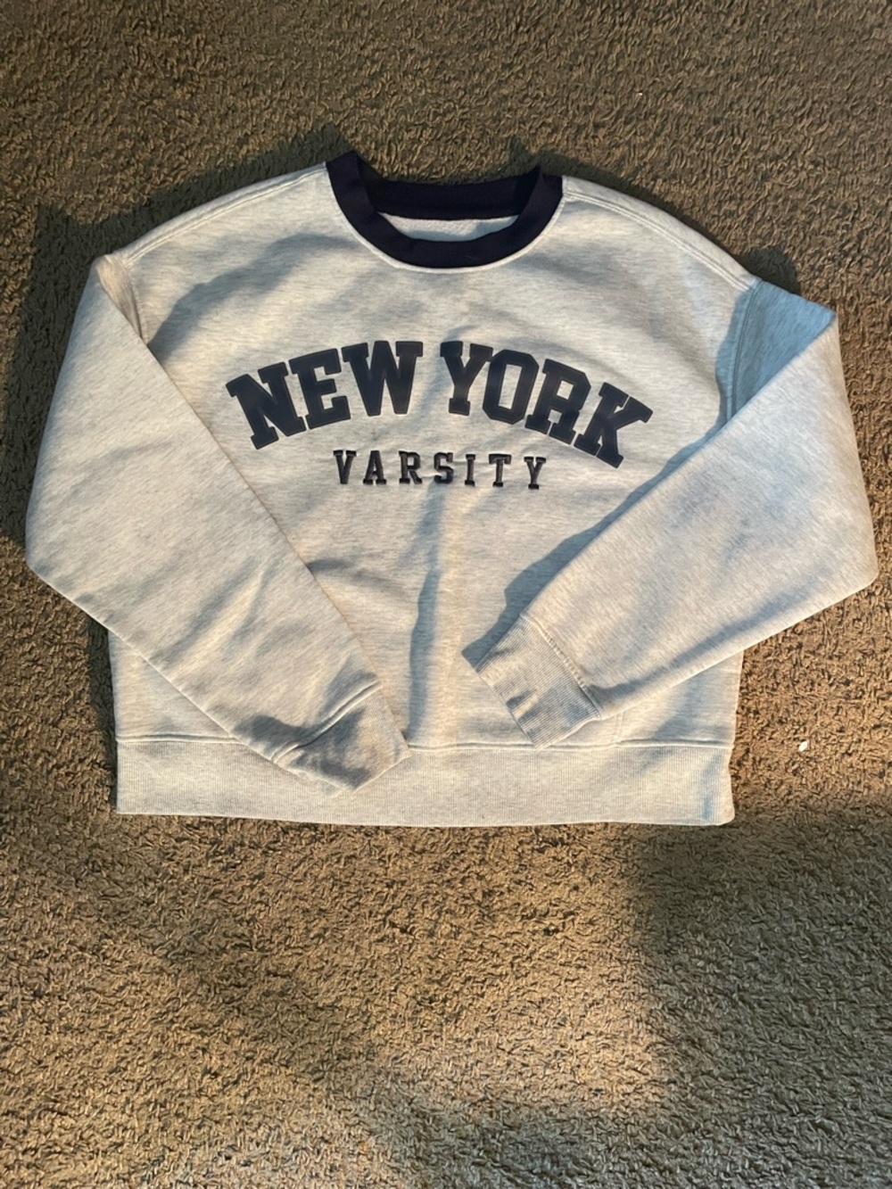 New York Varsity Crewneck Sweatshirt - Light Gray/Navy